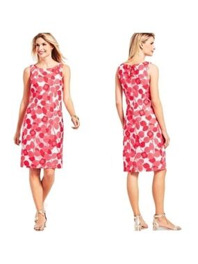 TALBOTS Floral Lace Sheath Dress Cotton Blend Lace over White Lining US Sz 8